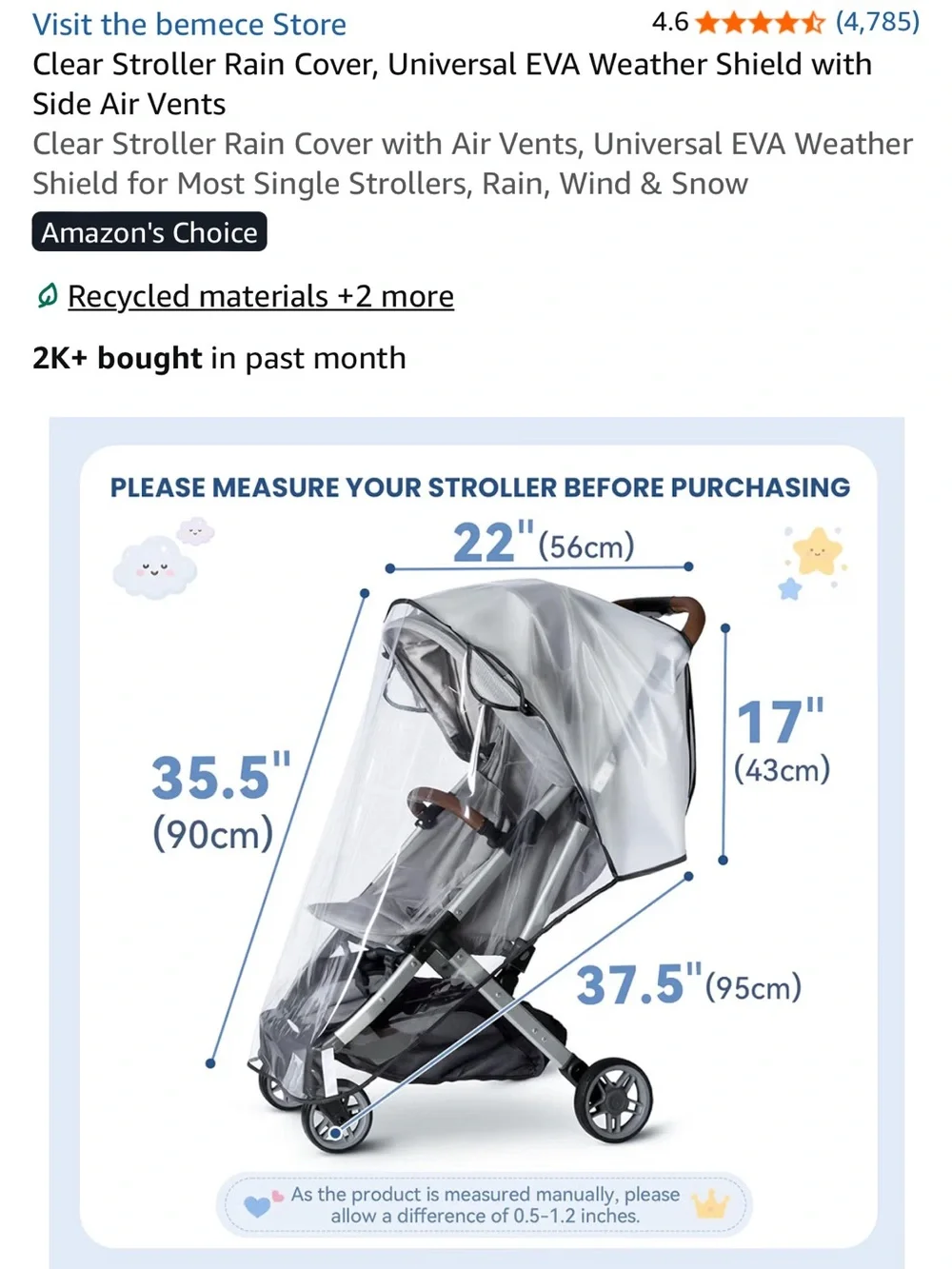 Universal Clear Stroller Rain Cover - Transparent